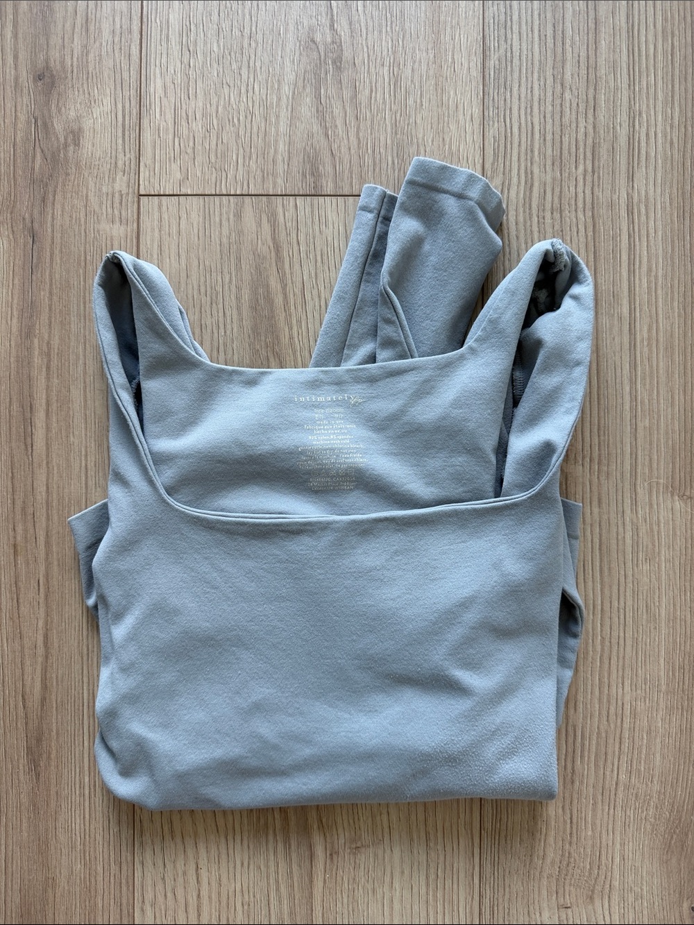 Free People Lightweight Square-Neck Long Sleeve Top in Light Gray-Blue